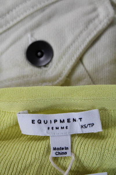 Equipment Femme Womens Yellow V-Neck Pullover Long Sleeve Viscose Size XS
