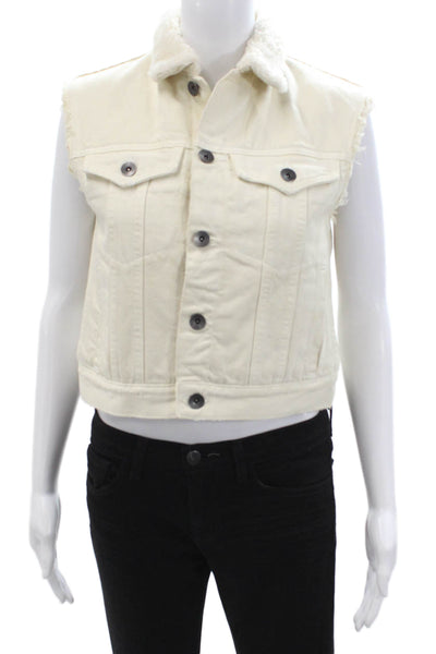 Helmut Lang Womens White Sleeveless Collared Button Vest Size PP