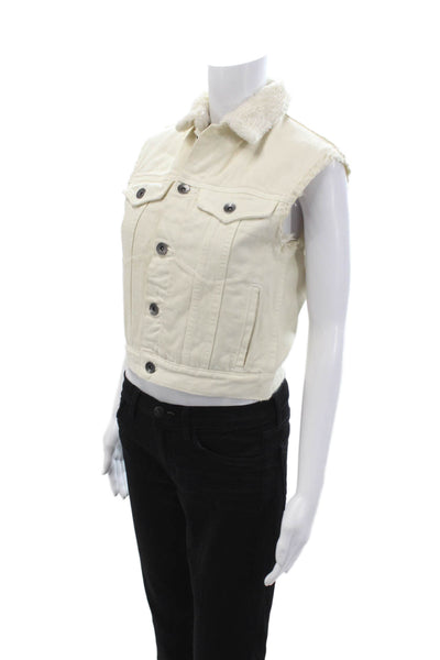 Helmut Lang Womens White Sleeveless Collared Button Vest Size PP