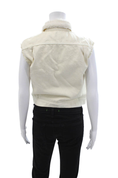 Helmut Lang Womens White Sleeveless Collared Button Vest Size PP