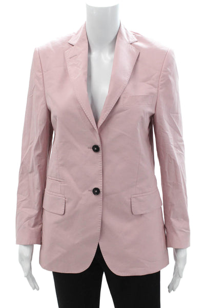 OFFICINE GENERALE Womens Pink Cotton Collared Button Blazer Long Sleeve Size 34