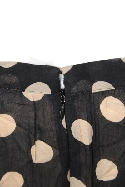 J Crew Womens Pleated A-Line Polka Dot Black Viscose Skirt Long Size 0
