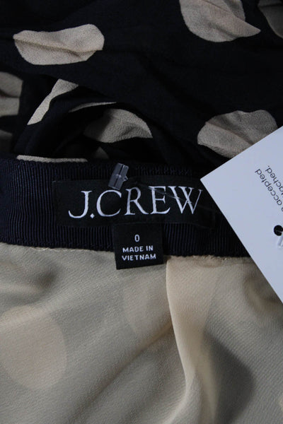 J Crew Womens Pleated A-Line Polka Dot Black Viscose Skirt Long Size 0