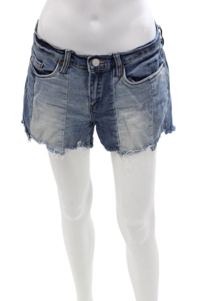 Blank NYC Unisex Blue 90s Cotton Blend Shorts Button Size 28