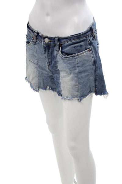 Blank NYC Unisex Blue 90s Cotton Blend Shorts Button Size 28