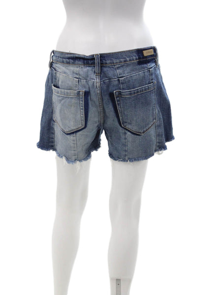 Blank NYC Unisex Blue 90s Cotton Blend Shorts Button Size 28