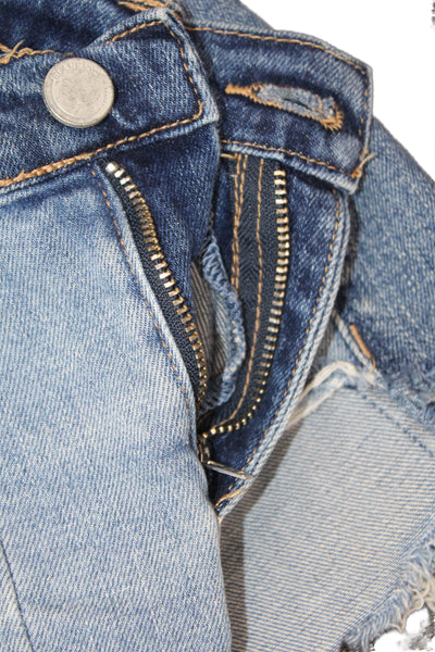 Blank NYC Unisex Blue 90s Cotton Blend Shorts Button Size 28