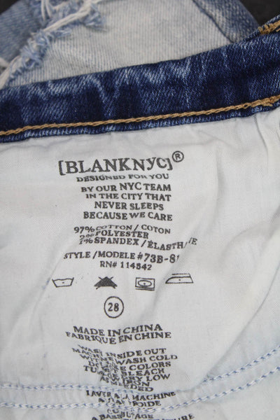 Blank NYC Unisex Blue 90s Cotton Blend Shorts Button Size 28