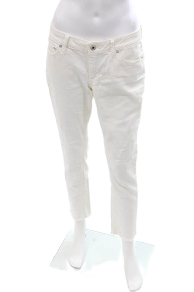 Lucky Brand Women Cropped Ankle White Jeans Button Size 27