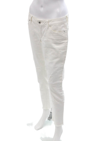 Lucky Brand Women Cropped Ankle White Jeans Button Size 27