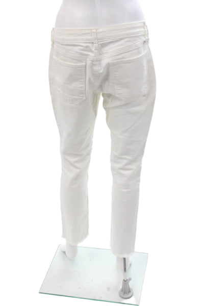 Lucky Brand Women Cropped Ankle White Jeans Button Size 27