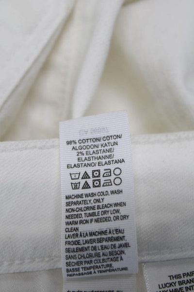 Lucky Brand Women Cropped Ankle White Jeans Button Size 27