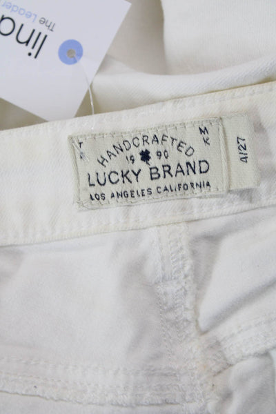 Lucky Brand Women Cropped Ankle White Jeans Button Size 27