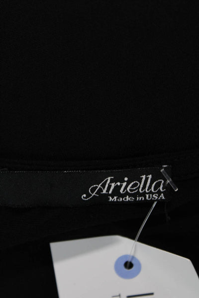 Ariella Womens Black V-Neck Long Sleeve Basic Tunic Polyester Spandex Size L