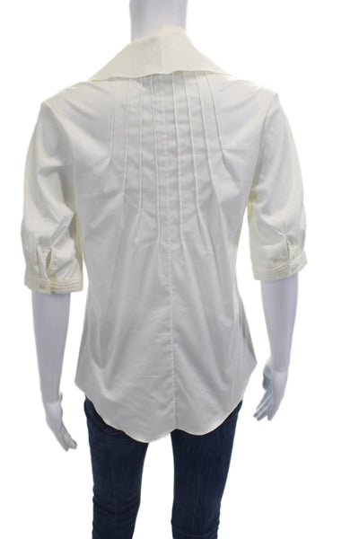 Jason Wu Womens White Collared Button Up Blouse Short Sleeve Size 4