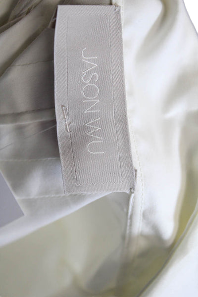 Jason Wu Womens White Collared Button Up Blouse Short Sleeve Size 4