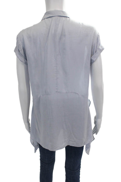 Allsaints Women Light Blue Collared Viscose Tunic Button-Up Cap Sleeve Size 0