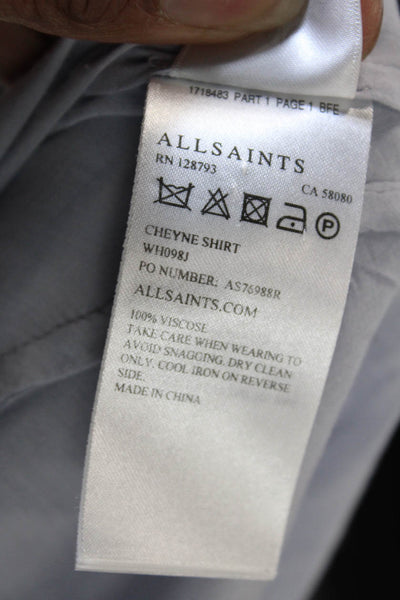 Allsaints Women Light Blue Collared Viscose Tunic Button-Up Cap Sleeve Size 0
