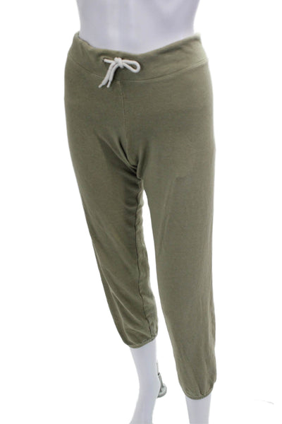 Monrow Womens Cropped Sweatpants Army Green Drawstring Size XS