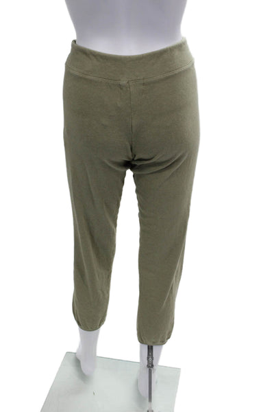 Monrow Womens Cropped Sweatpants Army Green Drawstring Size XS