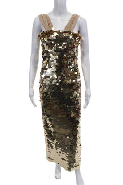 New Arrivals Womens Bodycon Maxi Dress Beige Sleeveless Size 38