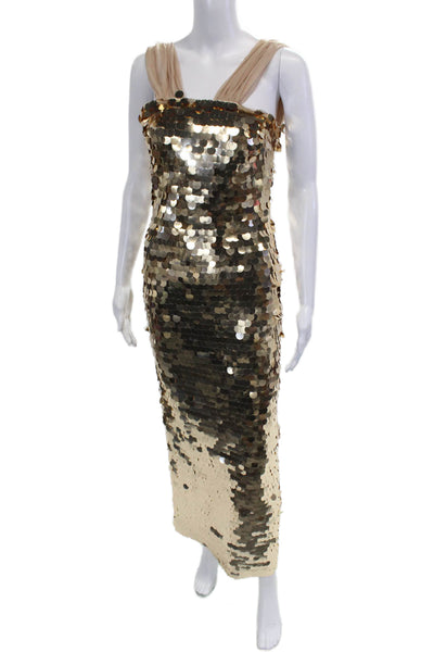 New Arrivals Womens Bodycon Maxi Dress Beige Sleeveless Size 38