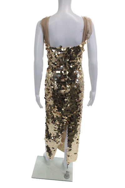 New Arrivals Womens Bodycon Maxi Dress Beige Sleeveless Size 38