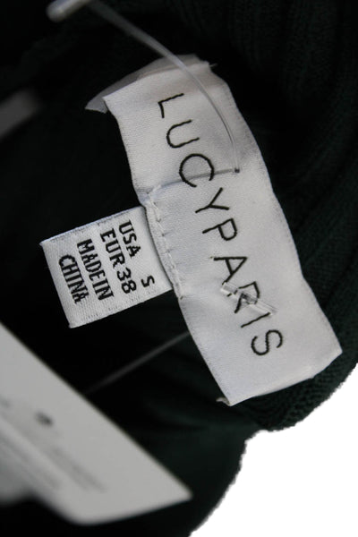 Lucy Paris Womens Basic Green Sleeveless Tank Mock Neck Button Size S