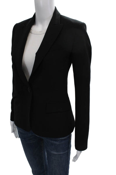 Theory Women Black Wool Blend Blazer Collared Long Sleeve Size 0