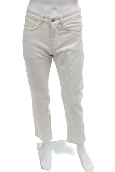 Massimo Dutti Mens White Cropped Straight Jeans Cotton Blend Size 29