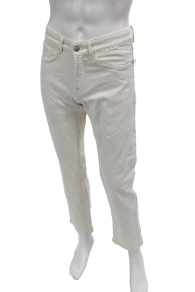 Massimo Dutti Mens White Cropped Straight Jeans Cotton Blend Size 29