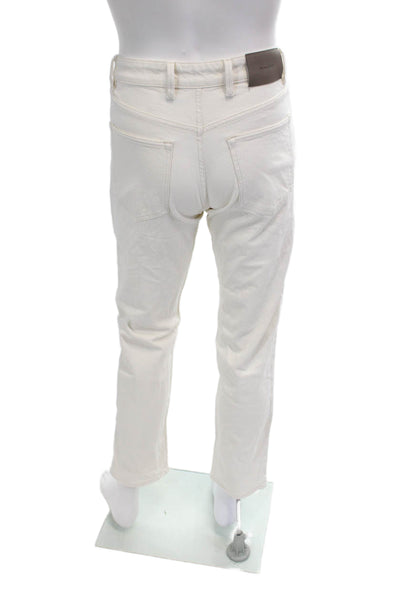 Massimo Dutti Mens White Cropped Straight Jeans Cotton Blend Size 29