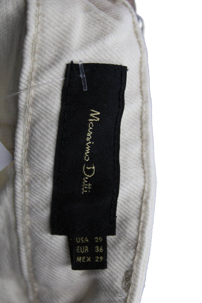 Massimo Dutti Mens White Cropped Straight Jeans Cotton Blend Size 29