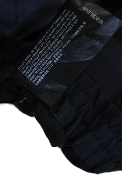 Theory Mens Chino Shorts Dark Blue Linen Blend Button Solid Size XS
