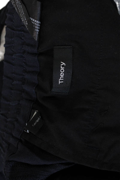 Theory Mens Chino Shorts Dark Blue Linen Blend Button Solid Size XS