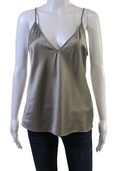 Zara Women Camisole V-Neck Gray Sleeveless Basic Size M