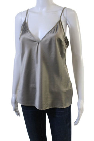 Zara Women Camisole V-Neck Gray Sleeveless Basic Size M