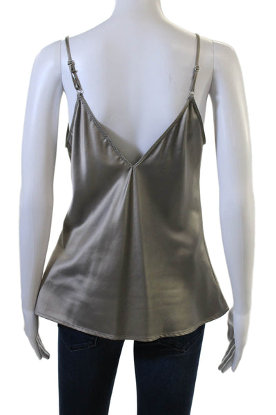 Zara Women Camisole V-Neck Gray Sleeveless Basic Size M