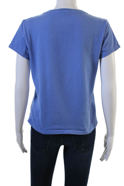 Mother Women Cropped Graphic Blue Cotton Crewneck T-Shirt Size XS