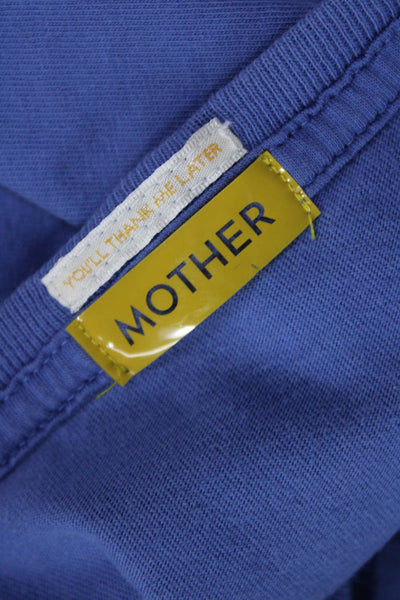 Mother Women Cropped Graphic Blue Cotton Crewneck T-Shirt Size XS