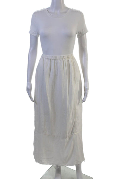 Zara Womens Peasant Maxi Skirt White Linen Solid Size XL