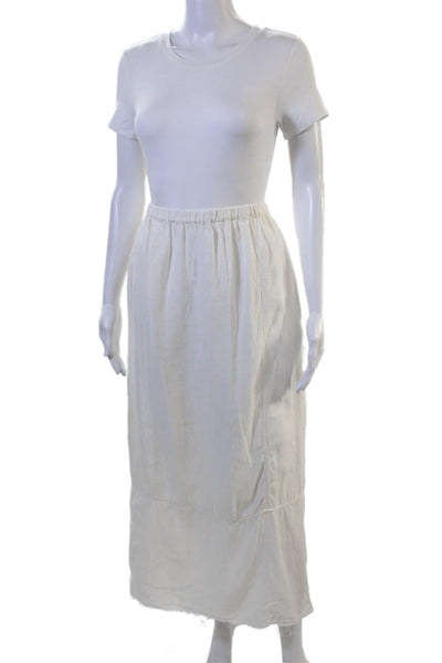 Zara Womens Peasant Maxi Skirt White Linen Solid Size XL