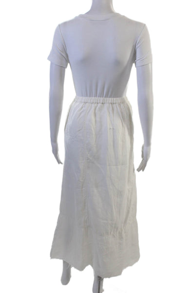 Zara Womens Peasant Maxi Skirt White Linen Solid Size XL