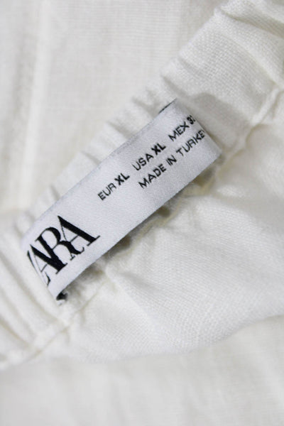 Zara Womens Peasant Maxi Skirt White Linen Solid Size XL