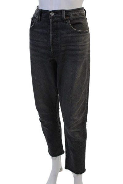 Levis Women Mom Cropped Ankle Jeans High Rise Dark Gray Size 31