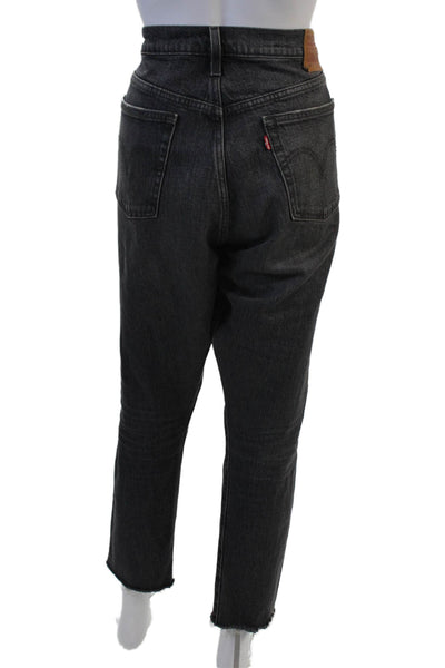 Levis Women Mom Cropped Ankle Jeans High Rise Dark Gray Size 31