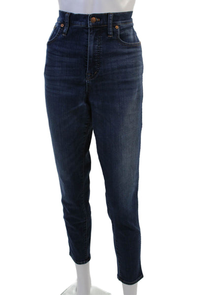 Madewell Women Mom Cropped Jeans Dark Blue High Rise Size 31