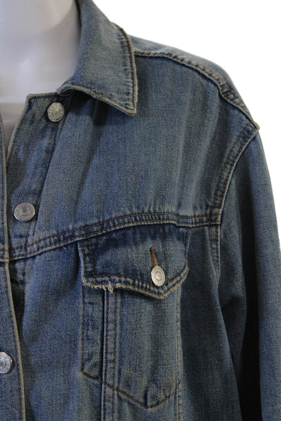 Topshop Women Blue Collared Cotton Jacket Long Sleeve Size 10