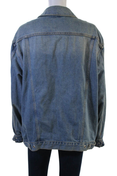 Topshop Women Blue Collared Cotton Jacket Long Sleeve Size 10