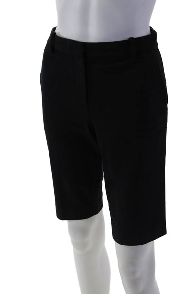 Theory Unisex Bermuda Shorts Black Polyester Blend Size 2